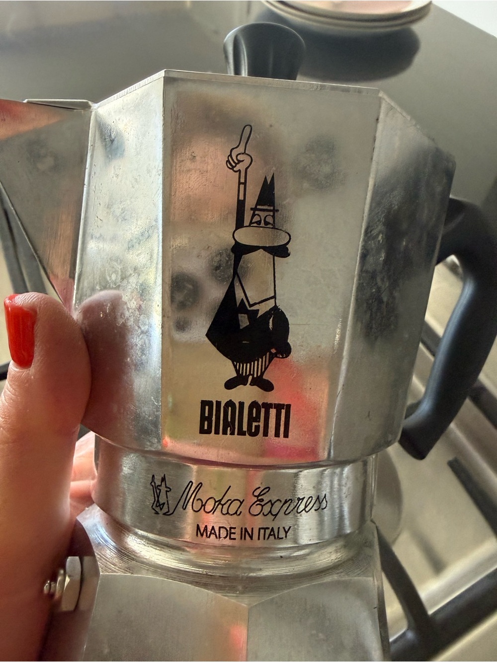 Bialetti Aluminum Stovetop Espresso Maker - Silver with Black Handle